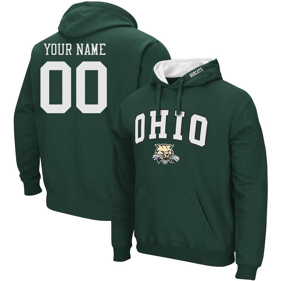 Custom Ohio Bobcats Name And Number Hoodies-Green